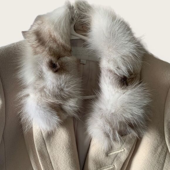 Removable Fur 💯 wool Slim Fit Lux Jacket Fashion Blazer Size XS - Picture 3 of 16